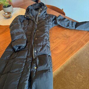 Cole Haan Women's Signature Hooded Taffeta Long Down Coat in Black